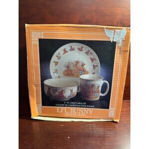 Lil Bunny Collection 3 Piece Child's Meal Set Mount Clemens Pottery 1992 Vintage